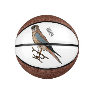 American kestrel bird cartoon illustration  mini basketball