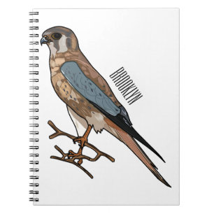 American kestrel bird cartoon illustration  notebook