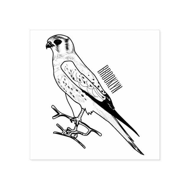 American kestrel bird cartoon illustration rubber stamp (Imprint)