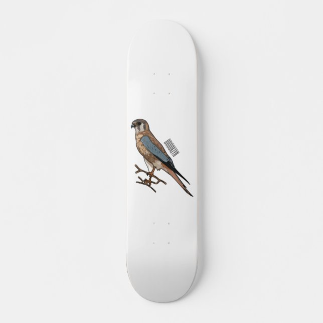 American kestrel bird cartoon illustration  skateboard (Front)