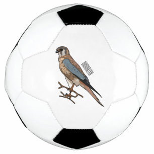 American kestrel bird cartoon illustration soccer ball