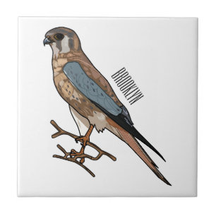 American kestrel bird cartoon illustration  tile