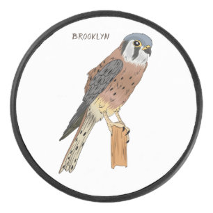 American Kestrel bird illustration Hockey Puck