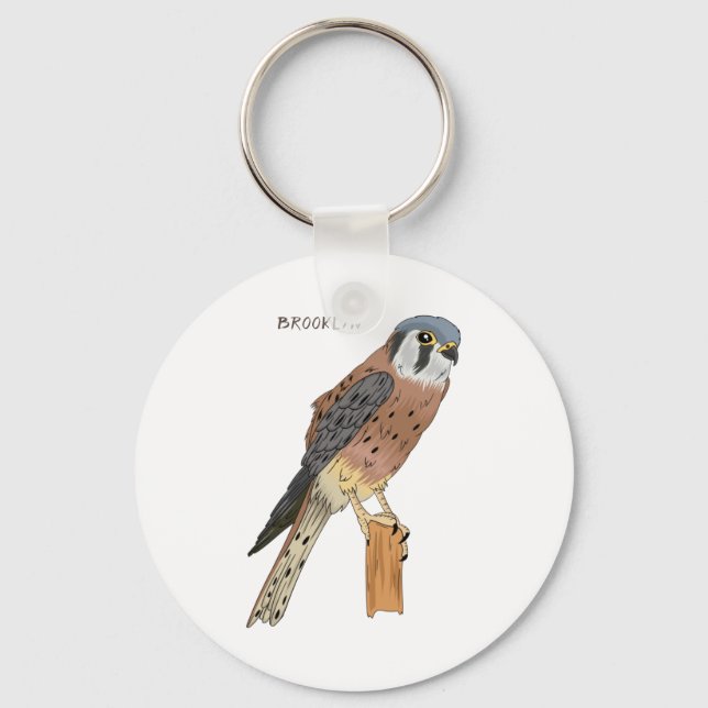 American Kestrel bird illustration Keychain (Front)