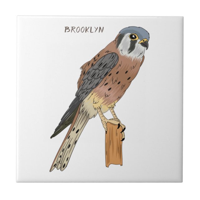 American Kestrel bird illustration  Tile (Front)