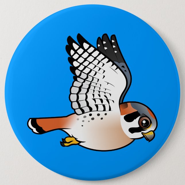 American Kestrel in flight 6 Inch Round Button (Front)