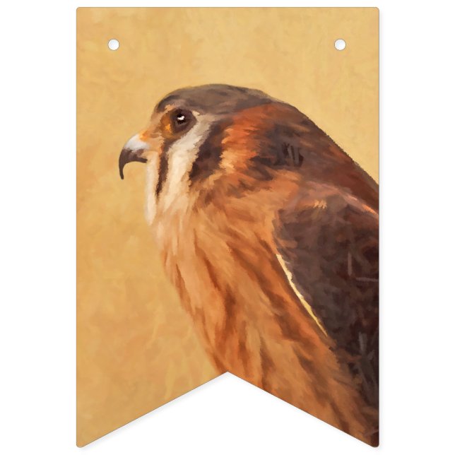 American Kestrel Painting - Original Bird Art Bunting Flags (First Flag)