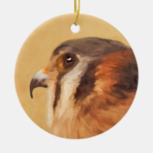 American Kestrel Painting - Original Bird Art Ceramic Ornament
