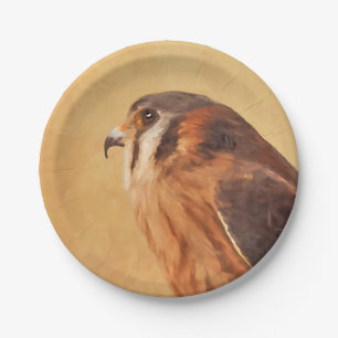 American Kestrel Painting - Original Bird Art Paper Plate
