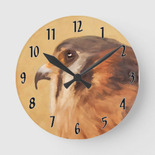 American Kestrel Painting - Original Bird Art Round Clock