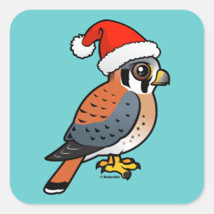 American Kestrel Santa Square Sticker