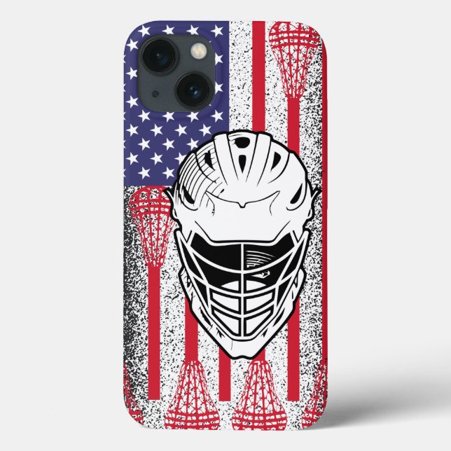 American lacrosse lax flag boys and girls player Case-Mate iPhone case (Back)