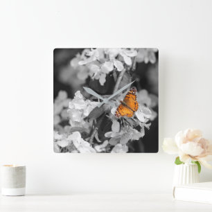 American Lady Butterfly On Blossom Wall Clock