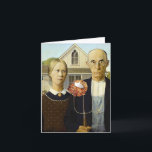 American Latke (Thanksgivukkah) Holiday Card<br><div class="desc">Perfect Thanksgivukkah for family,  friends,  or anyone with a sense of humor. The classic American Gothic painting features a latke on the farmer's pitchfork and a tiny menorah in the attic window.</div>