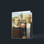 American Latke (Thanksgivukkah) Holiday Card<br><div class="desc">Perfect Thanksgivukkah for family, friends, or anyone with a sense of humor. The classic American Gothic painting features a latke on the farmer's pitchfork and a tiny menorah in the attic window.</div>