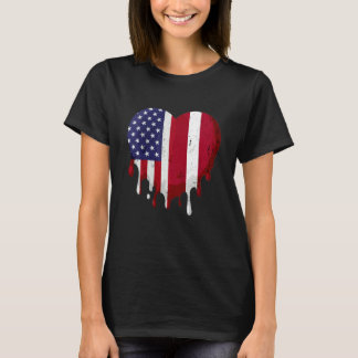 American Latvian Heritage Month Latvia Flag Heart T-Shirt