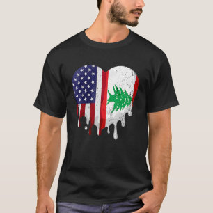 American Lebanese Heritage Month Lebanon Flag Hear T-Shirt