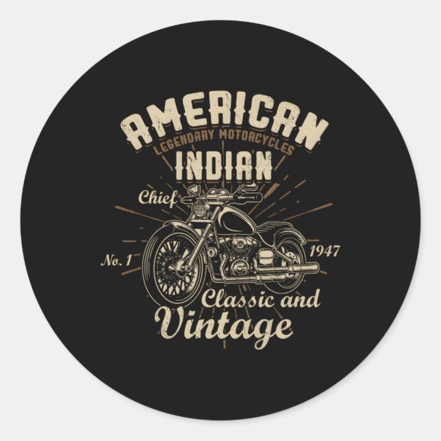 American Legendary Motorcycles Indian Chief Classic Round Sticker (Front)