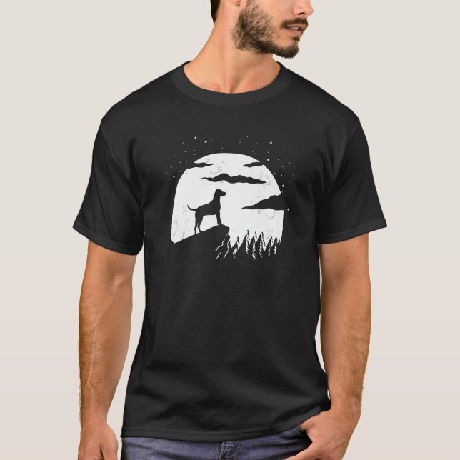 American Leopard Hound and Moon Halloween   T-Shirt (Front)