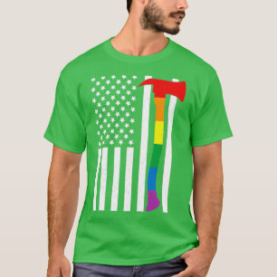 American Lgbt Firefighter Flag Us T-Shirt