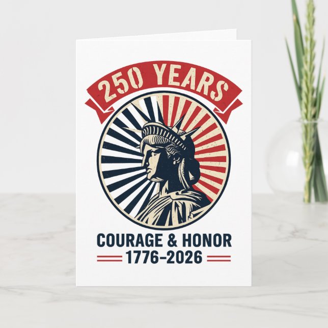  American Liberty Statue Courage Honor Celebration Card (Front)
