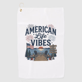 American Life Vibes Patriotic Lake Vector Shirt_1 Golf Towel