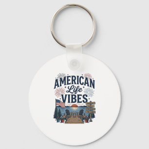 American Life Vibes Patriotic Lake Vector Shirt_1 Keychain