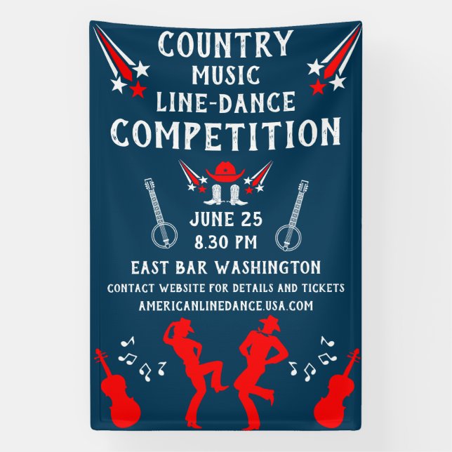 American Line Dancing Festival And Party Banner (Vertical)