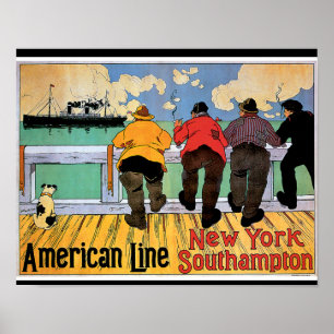 American Line New York to Southampton Poster