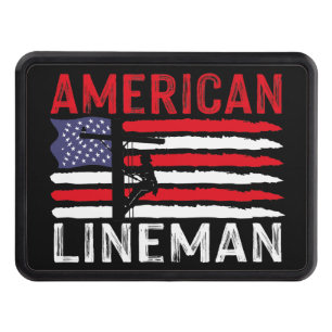 American Lineman Electric Cable Patriotic USA Flag Trailer Hitch Cover