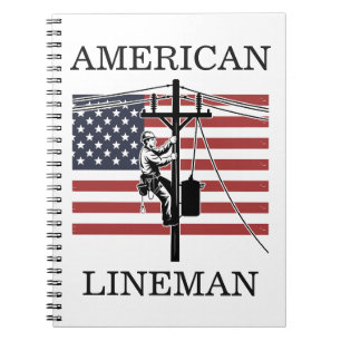 American Lineman Flag Utility Worker Gift Idea Notebook