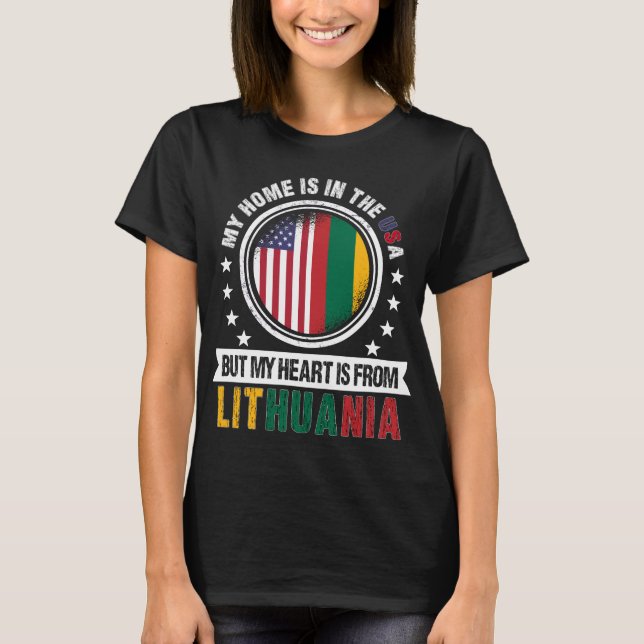 American Lithuanian Flag Heart Lithuania Patriot T-Shirt (Front)