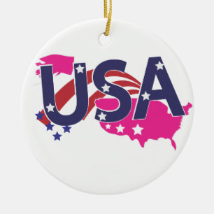 American logo travel poster ceramic ornament