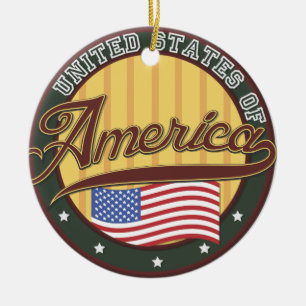 American logo travel poster ceramic ornament
