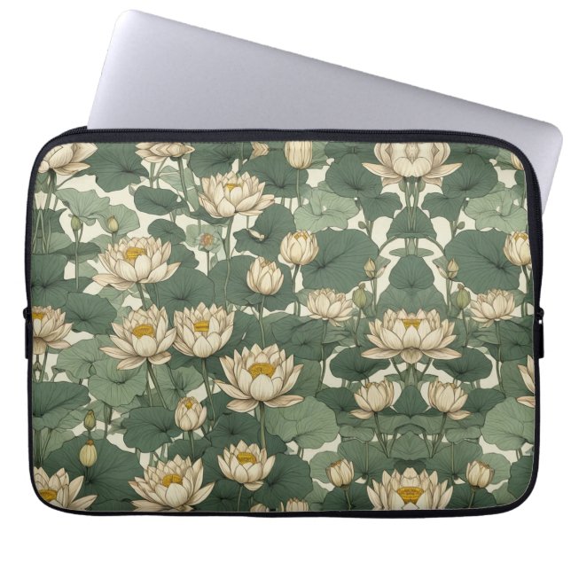 American Lotus flowers pattern Laptop Sleeve (Front)