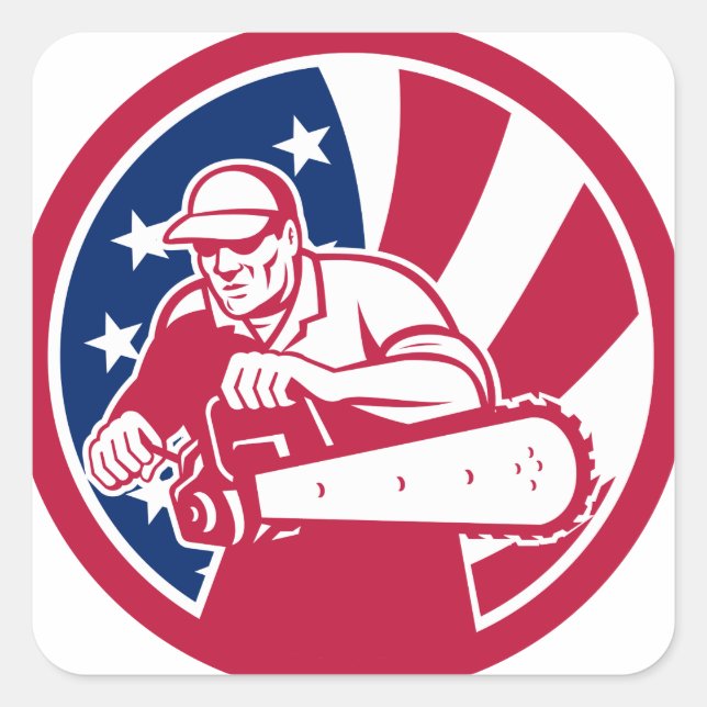 American Lumberjack USA Flag Icon Square Sticker (Front)