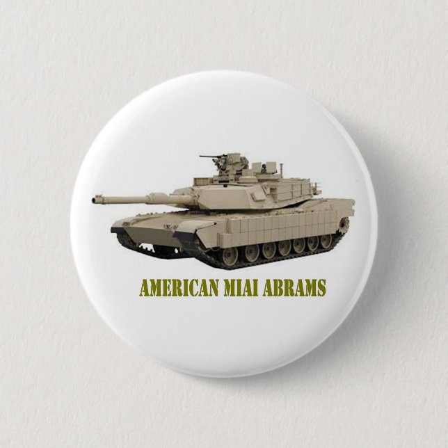 AMERICAN M1A1 ABRAMS  TANK 2 INCH ROUND BUTTON (Front)