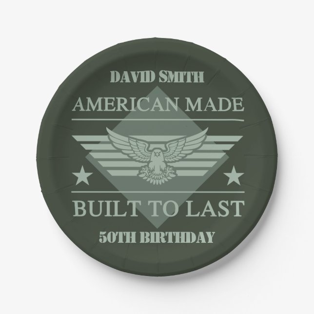 American Made 50th Birthday Paper Plate (Front)