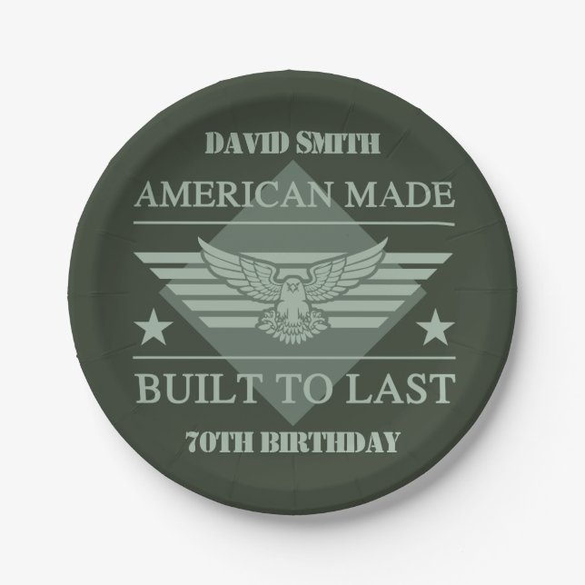 American Made 70th Birthday Paper Plate (Front)
