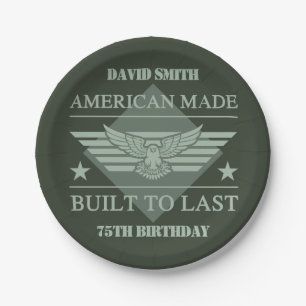 American Made 75th Birthday Paper Plate