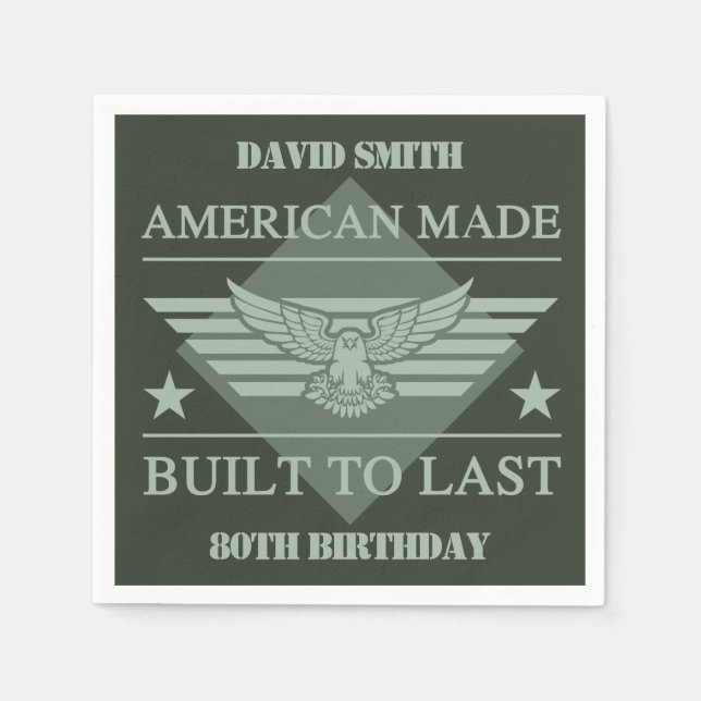 American Made 80th Birthday Napkin (Front)
