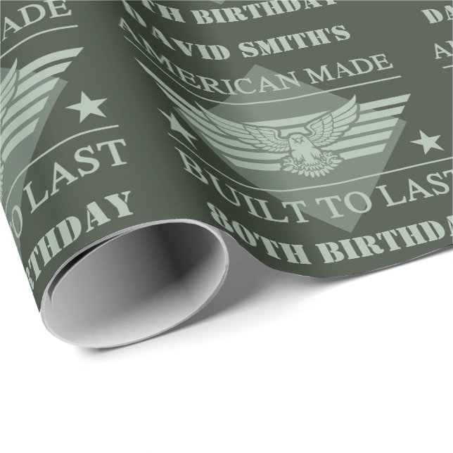 American Made 80th Birthday Wrapping Paper (Roll Corner)