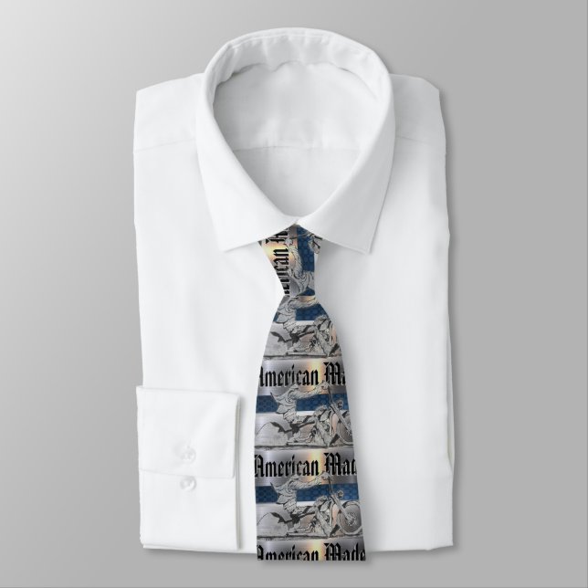 American Made biker drawing  neck tie (Tied)