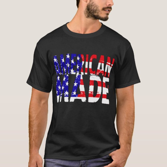 American Made in the USA flag patriot T-shirt (Front)