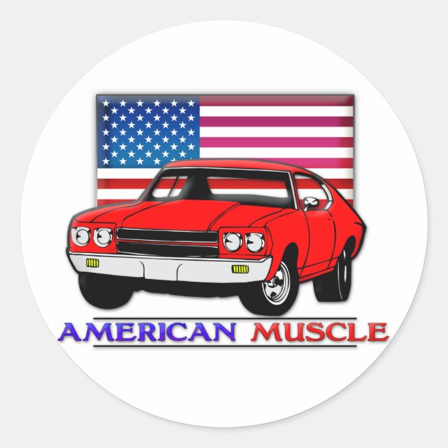 American Made Muscle Classic Round Sticker (Front)