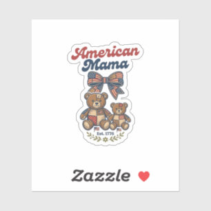 American Mama Patriotic Bear Patchwork Vector Desi