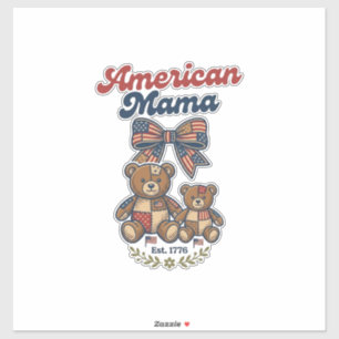 American Mama Patriotic Bear Patchwork Vector Desi