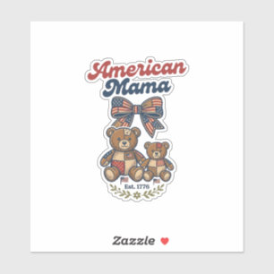 American Mama Patriotic Bear Patchwork Vector Desi