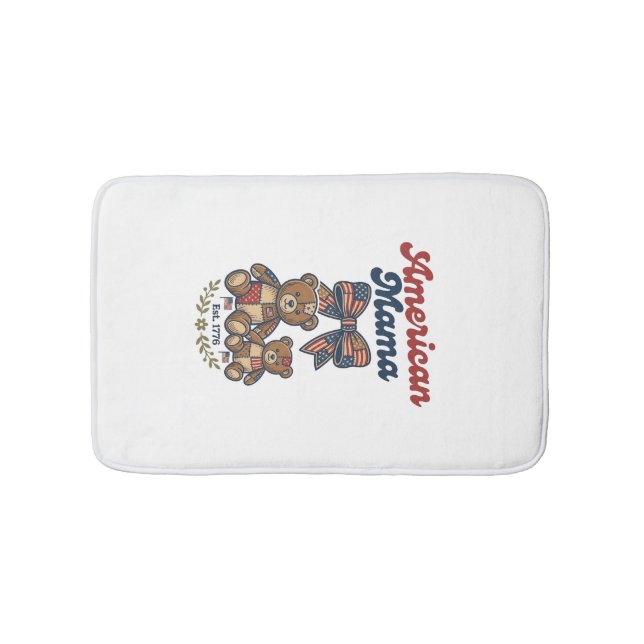 American Mama Patriotic Bear Patchwork Vector Desi Bath Mat (Front)