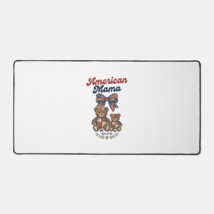 American Mama Patriotic Bear Patchwork Vector Desi Desk Mat